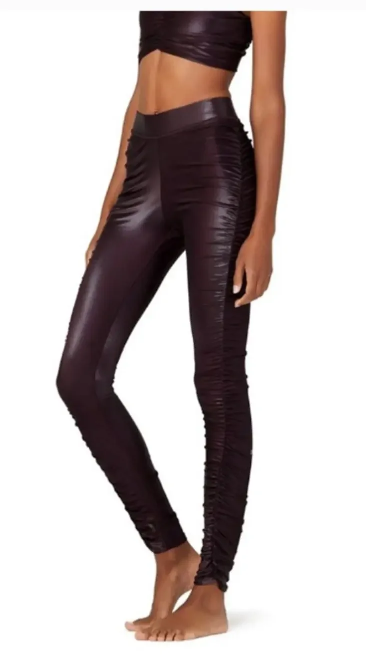 Alo yoga High-Waist Cinched Legging Oxblood Shine Purple Womens Large